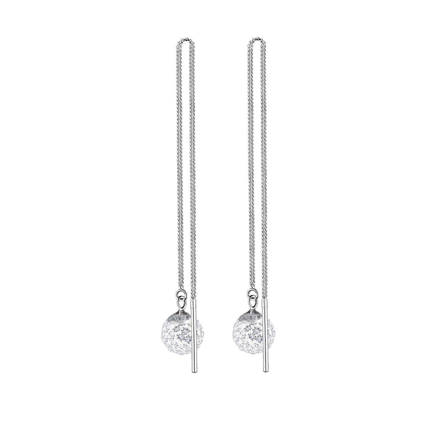 Weiß - Elli | Ohrhänger Ear Chain | Kristall ( Weiß ) | 925er Sterling Silber