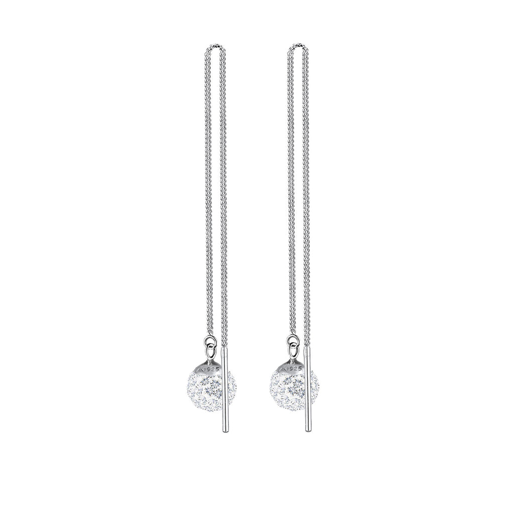 Weiß - Elli | Ohrhänger Ear Chain | Kristall ( Weiß ) | 925er Sterling Silber