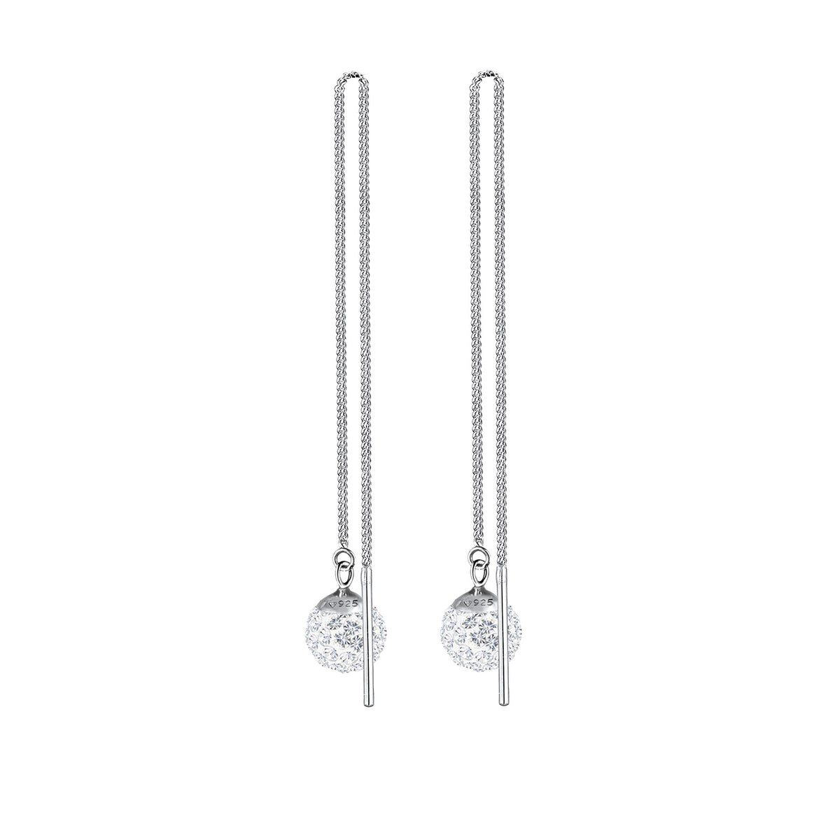 Weiß - Elli | Ohrhänger Ear Chain | Kristall ( Weiß ) | 925er Sterling Silber
