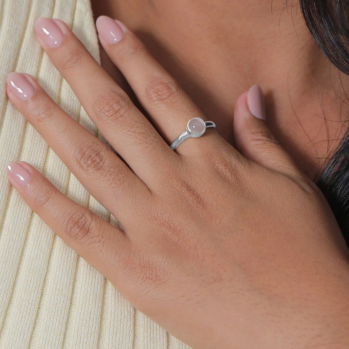 Weiß - Elli | Ring | Mondstein ( Weiß ) | 925er Sterling Silber