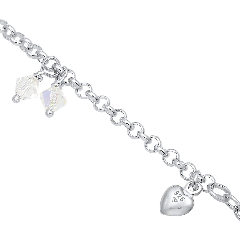 Silber - Elli | Bettelarmband Anker | Kristall ( Weiß ) | 925er Sterling Silber