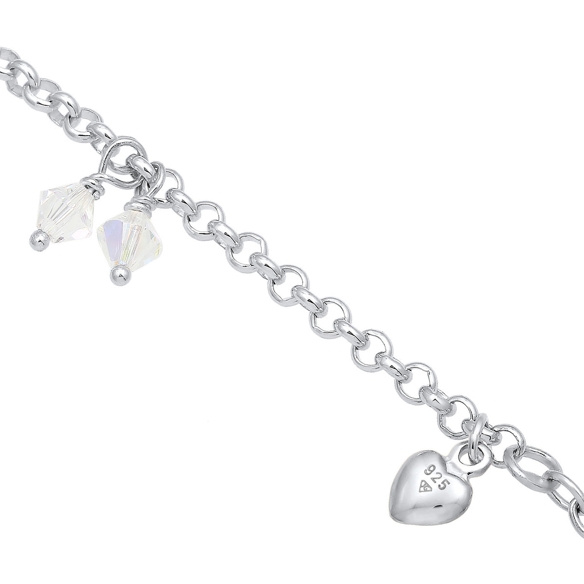 Silber - Elli | Bettelarmband Anker | Kristall ( Weiß ) | 925er Sterling Silber