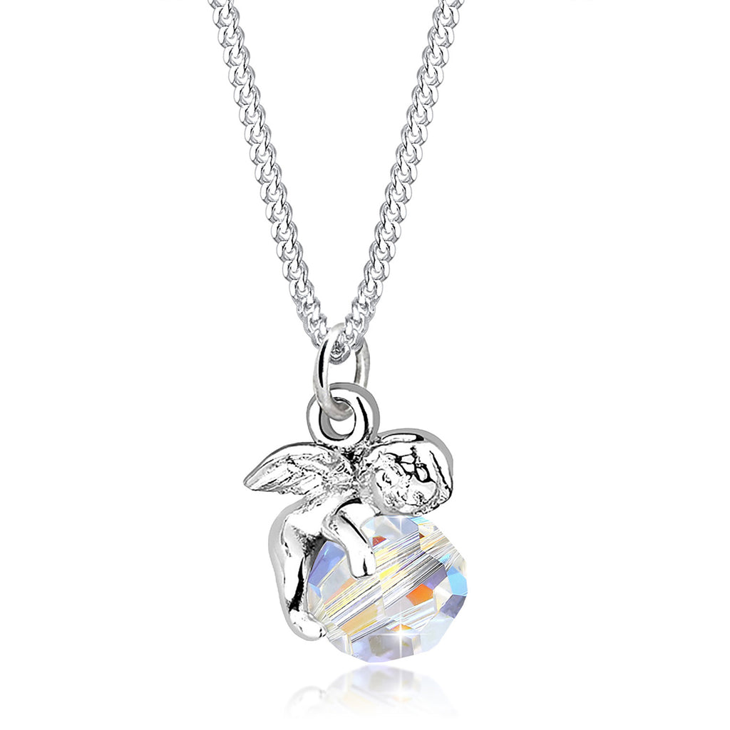 Weiß - Elli | Halskette Engel | Kristall (Weiß) | 925er Sterling Silber