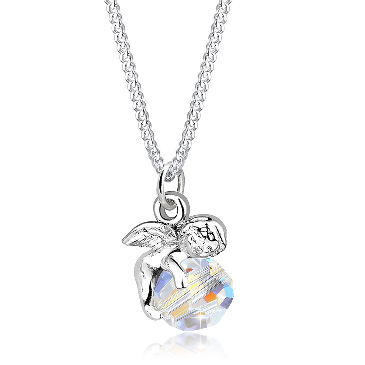 Weiß - Elli | Halskette Engel | Kristall (Weiß) | 925er Sterling Silber