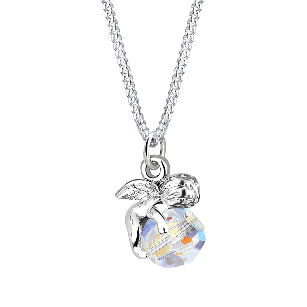 Weiß - Elli | Halskette Engel | Kristall (Weiß) | 925er Sterling Silber