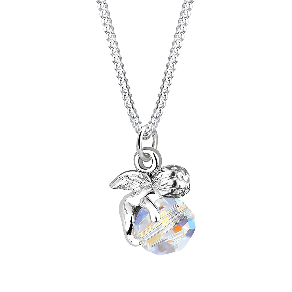 Weiß - Elli | Halskette Engel | Kristall (Weiß) | 925er Sterling Silber