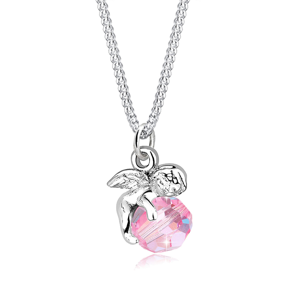 Rosa - Elli | Halskette Engel | Kristall (Pink) | 925er Sterling Silber