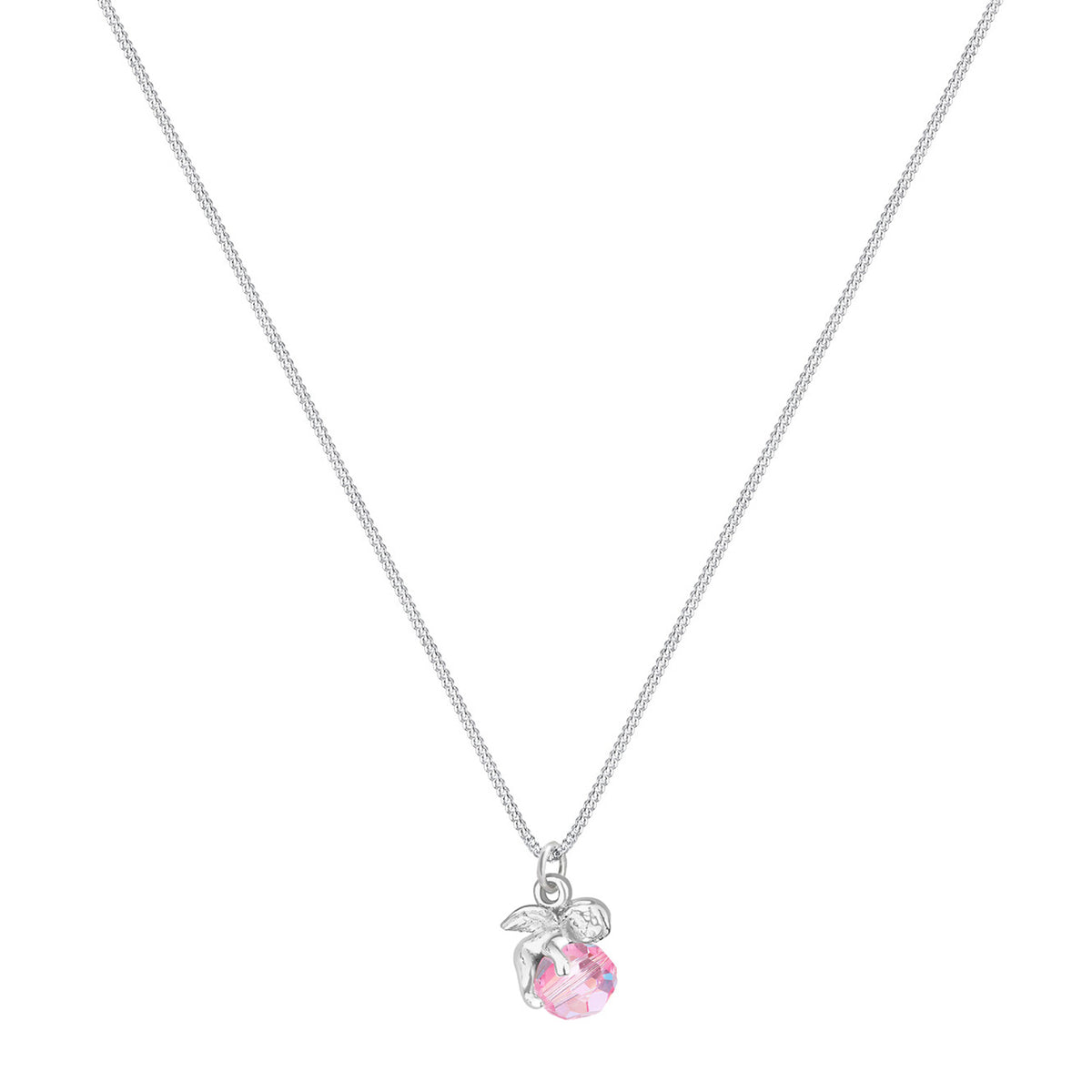 Rosa - Elli | Halskette Engel | Kristall (Pink) | 925er Sterling Silber