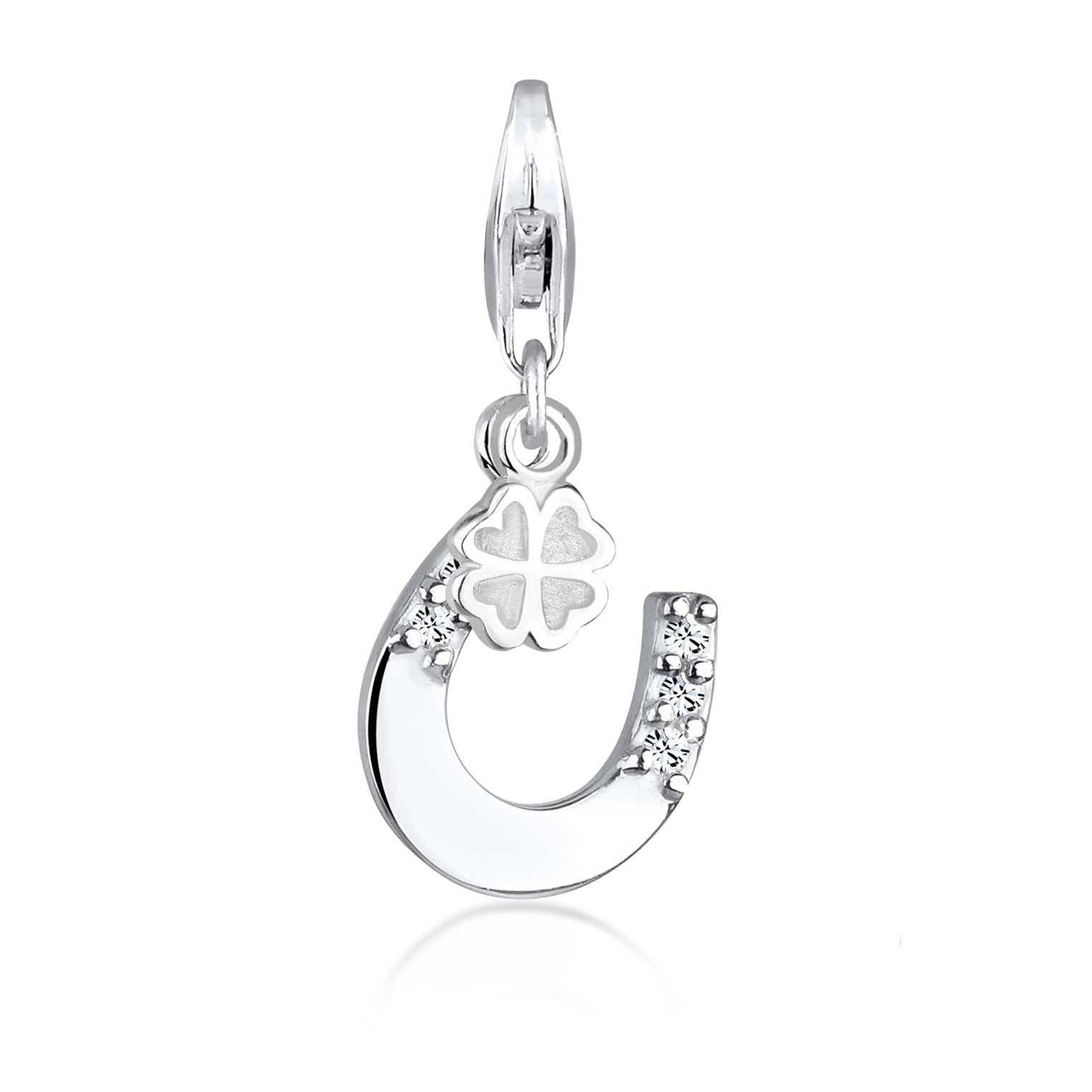 Weiß - Elli | Charm Hufeisen | Mit Kristallen von Swarovski® (Weiß) | 925er Sterling Silber