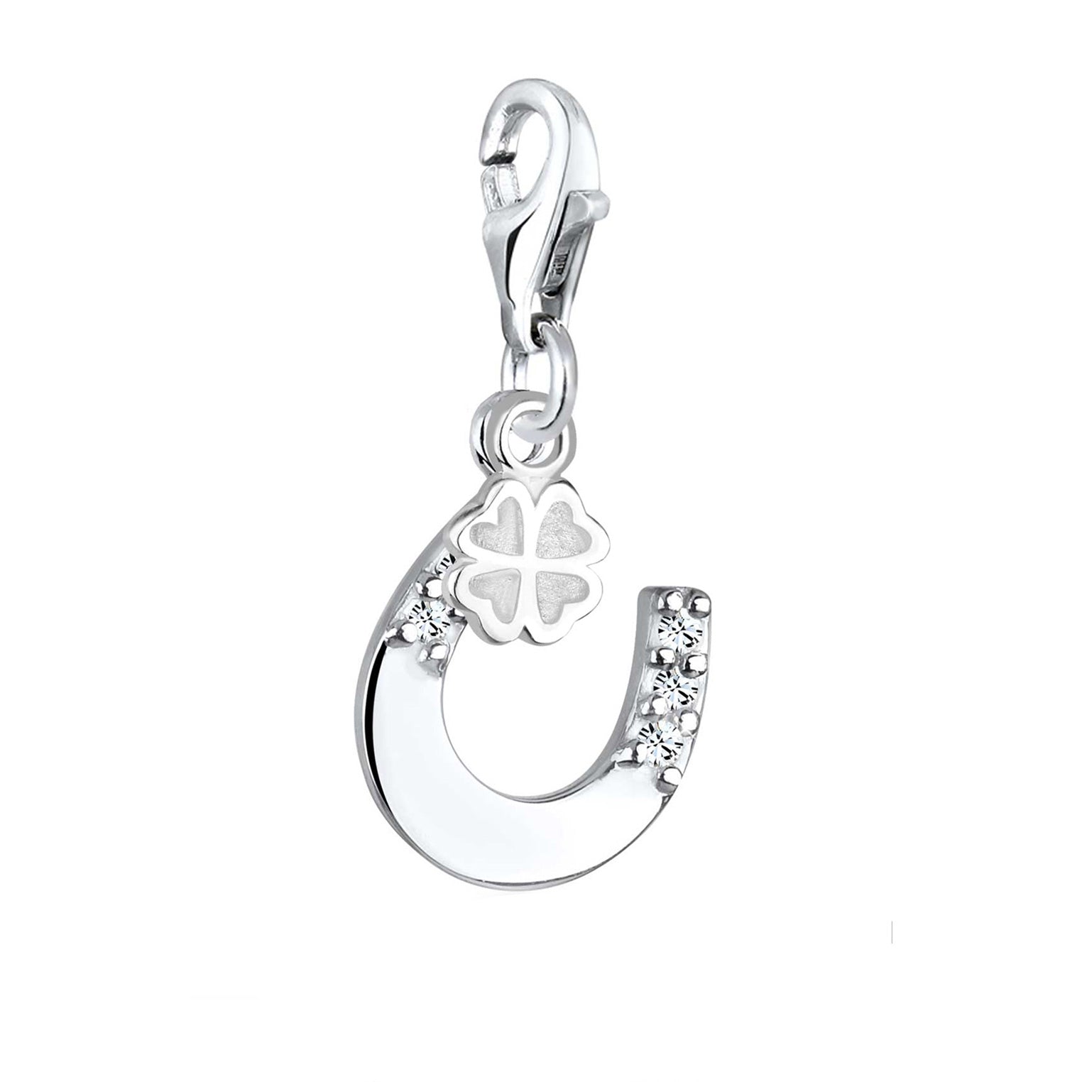 Weiß - Elli | Charm Hufeisen | Mit Kristallen von Swarovski® (Weiß) | 925er Sterling Silber
