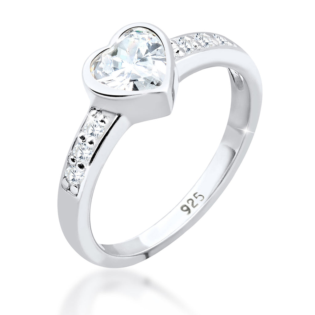Silber - Elli | Ring Herz | Zirkonia ( Weiß ) | 925er Sterling Silber