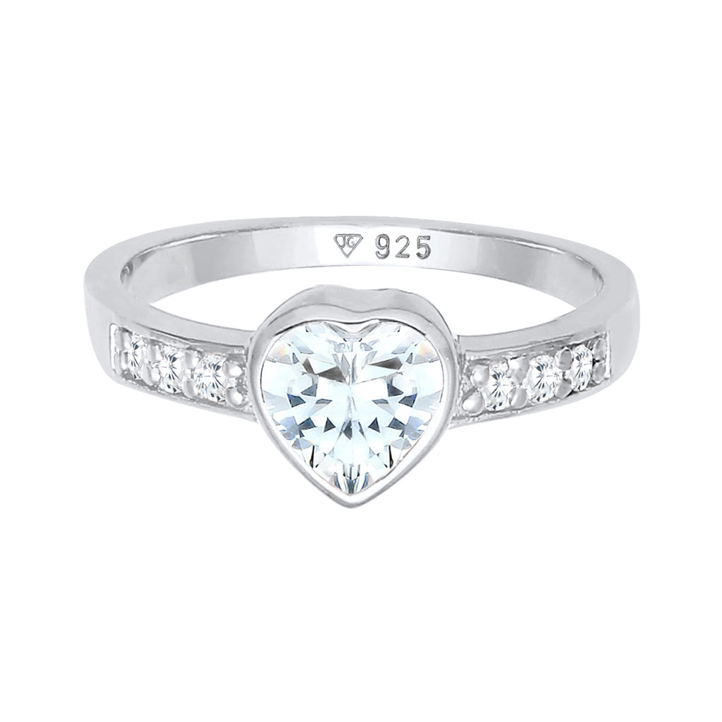 Silber - Elli | Ring Herz | Zirkonia ( Weiß ) | 925er Sterling Silber