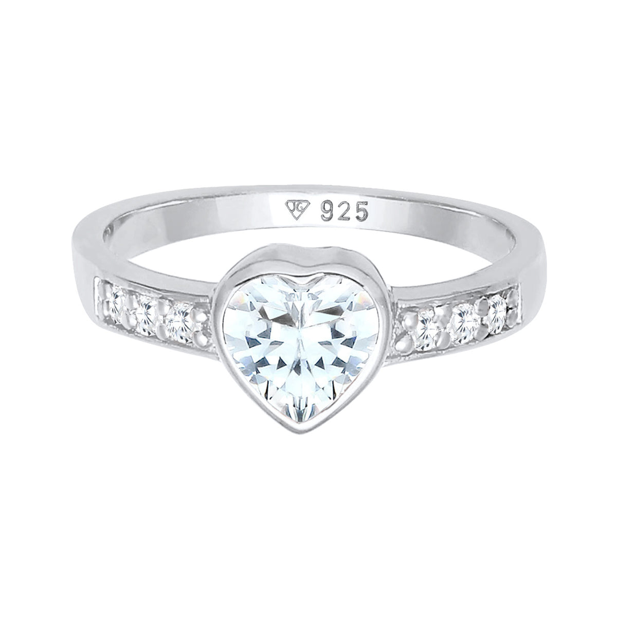 Silber - Elli | Ring Herz | Zirkonia ( Weiß ) | 925er Sterling Silber