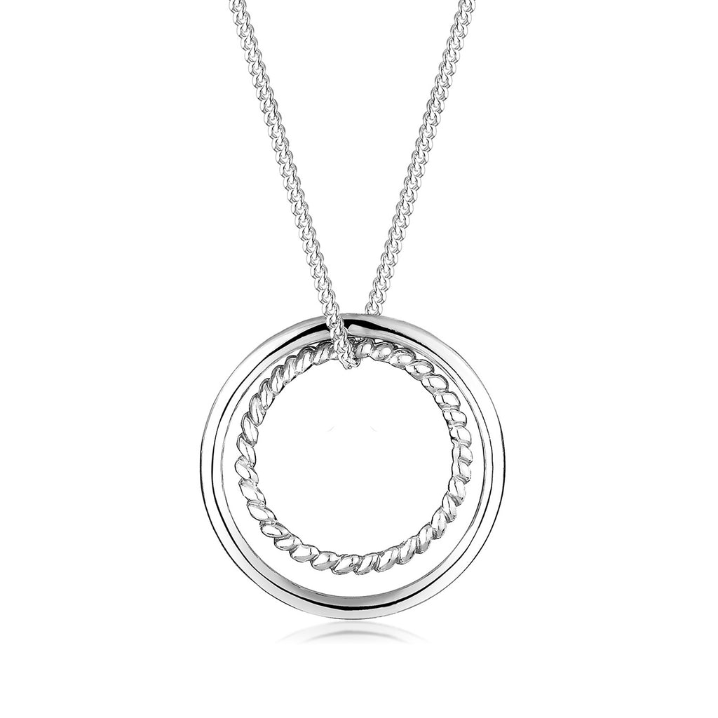 Silber - Elli | Lange Halskette Kreis | 925er Sterling Silber