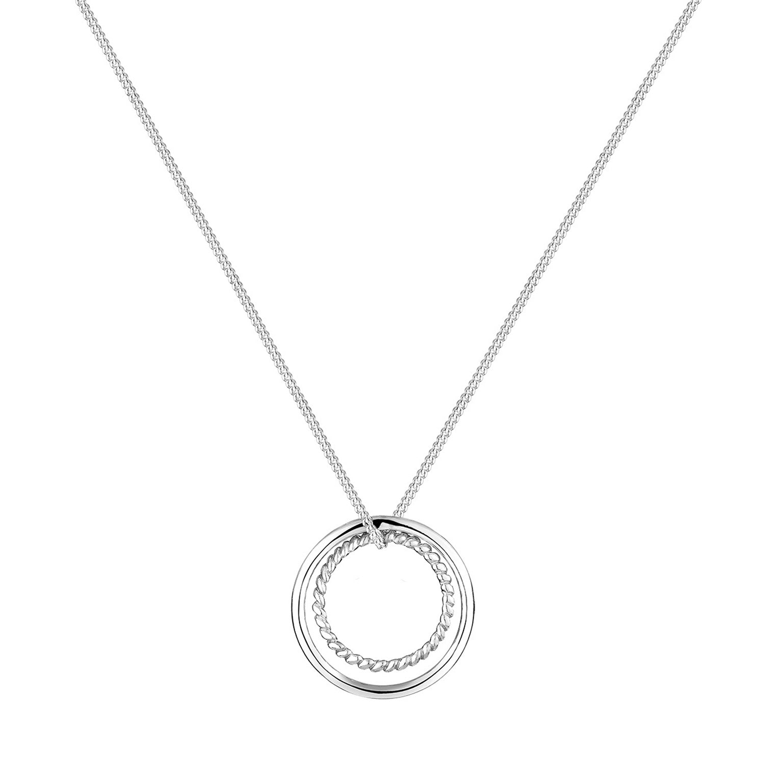 Silber - Elli | Lange Halskette Kreis | 925er Sterling Silber