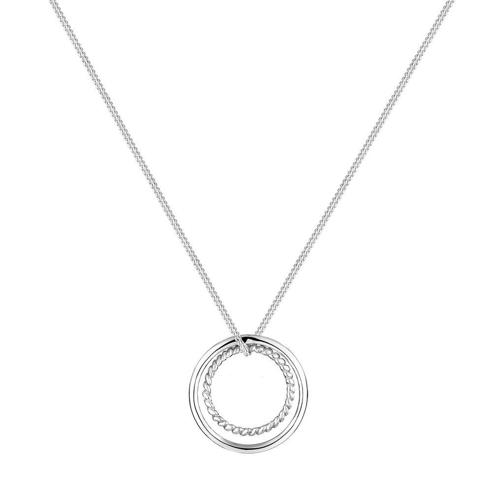 Silber - Elli | Lange Halskette Kreis | 925er Sterling Silber