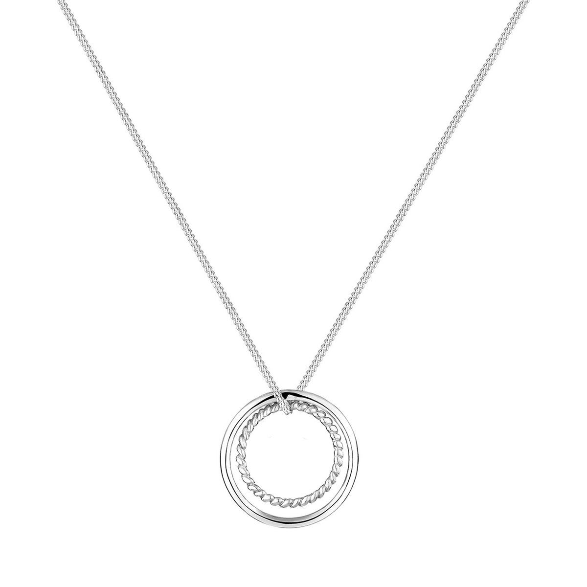 Silber - Elli | Lange Halskette Kreis | 925er Sterling Silber