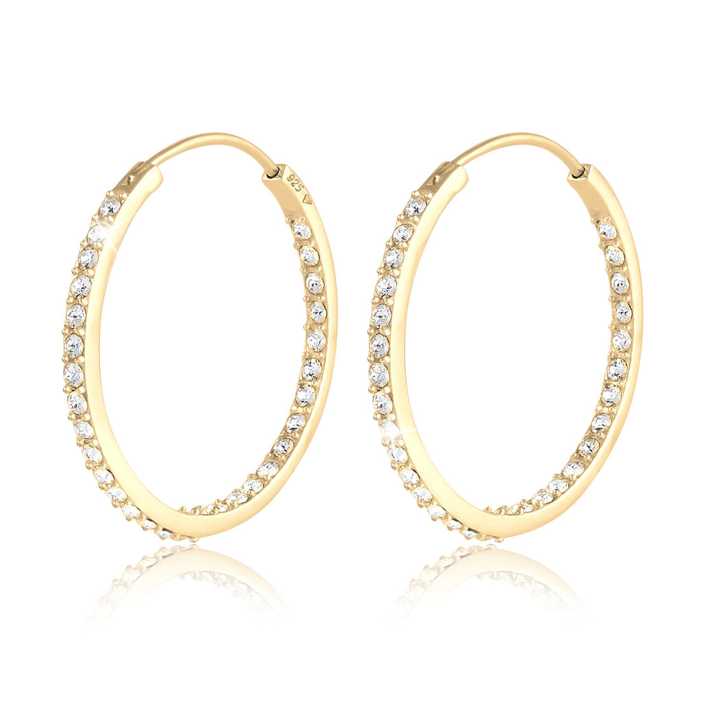 Gold - Elli | Creole | Mit Kristallen von Swarovski® (Weiß) | 925 Sterling Silber vergoldet