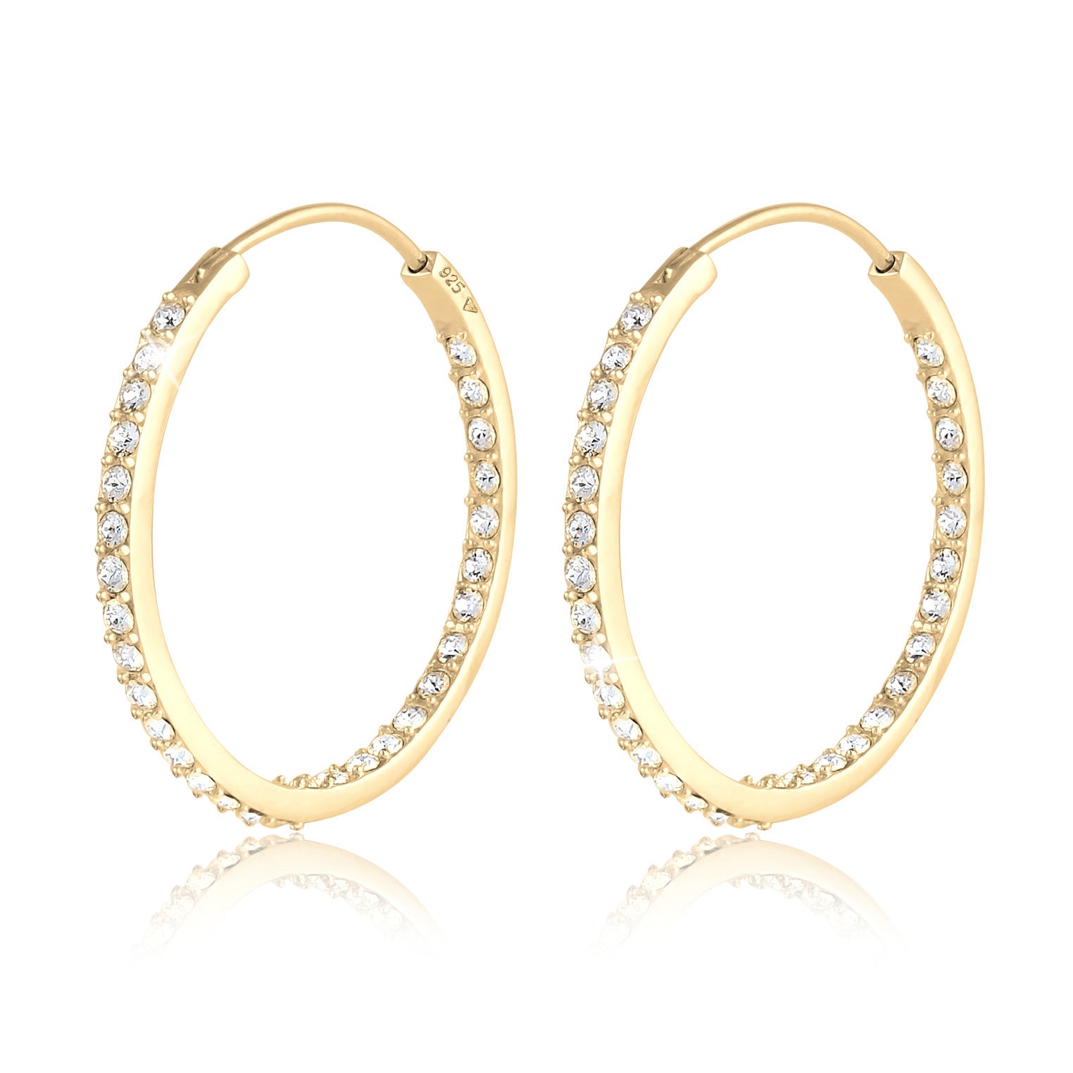 Gold - Elli | Creole | Mit Kristallen von Swarovski® (Weiß) | 925 Sterling Silber vergoldet