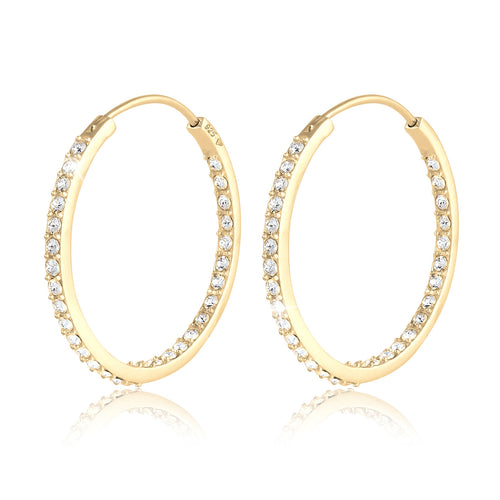 Gold - Elli | Creole | Mit Kristallen von Swarovski® (Weiß) | 925 Sterling Silber vergoldet