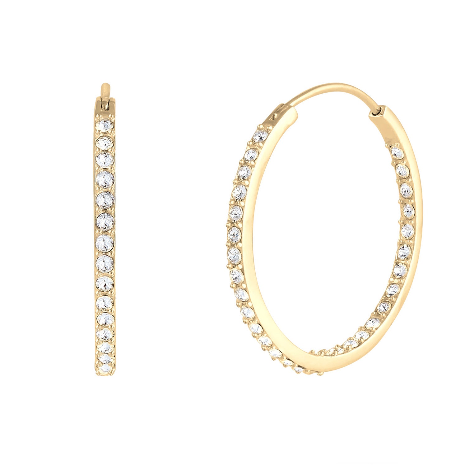 Gold - Elli | Creole | Mit Kristallen von Swarovski® (Weiß) | 925 Sterling Silber vergoldet