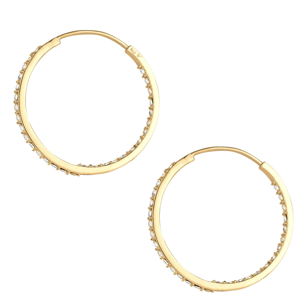 Gold - Elli | Creole | Mit Kristallen von Swarovski® (Weiß) | 925 Sterling Silber vergoldet