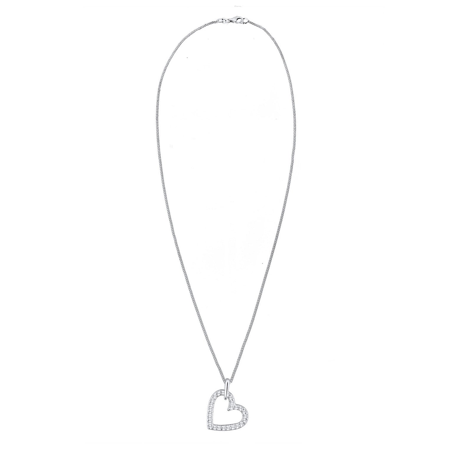 Weiß - Elli | Halskette Herz | Kristall ( Weiß ) | 925er Sterling Silber
