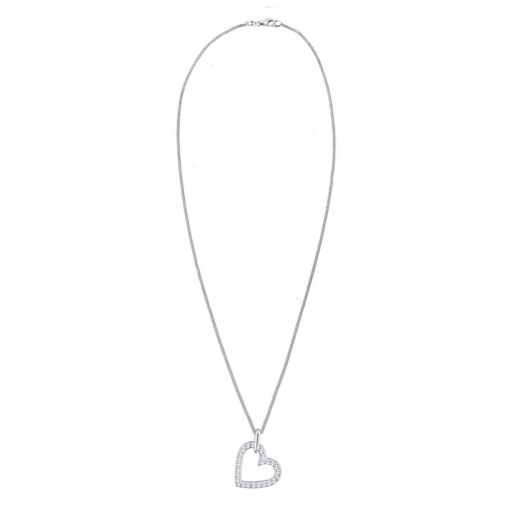 Weiß - Elli | Halskette Herz Funkelnd | Mit Kristallen von Swarovski® (Weiß) | 925er Sterling Silber