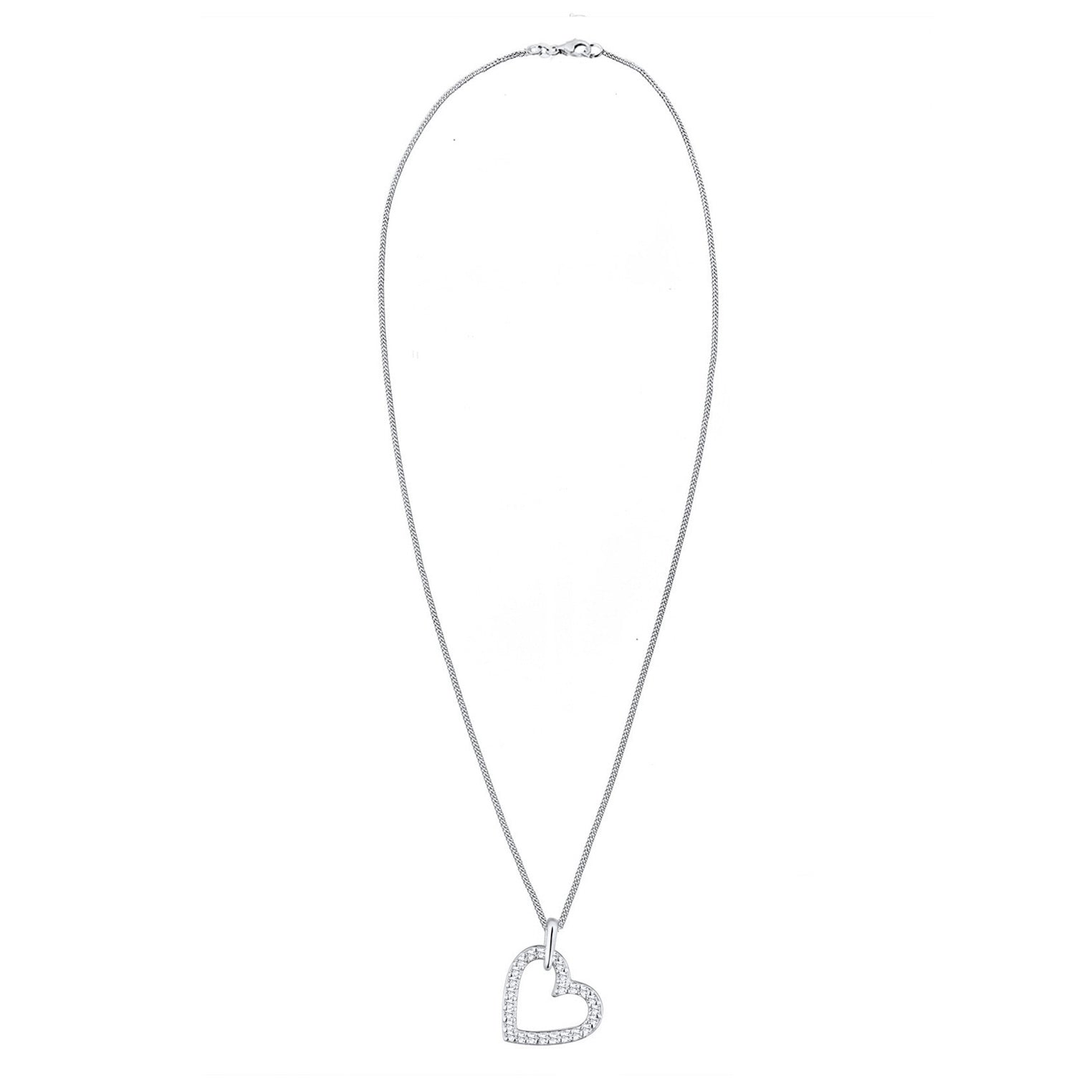 Weiß - Elli | Halskette Herz Funkelnd | Mit Kristallen von Swarovski® (Weiß) | 925er Sterling Silber