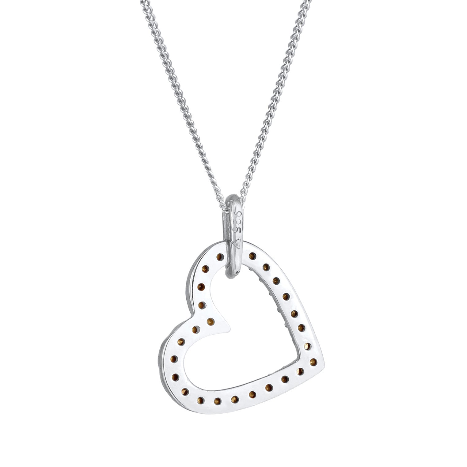 Weiß - Elli | Halskette Herz Funkelnd | Mit Kristallen von Swarovski® (Weiß) | 925er Sterling Silber