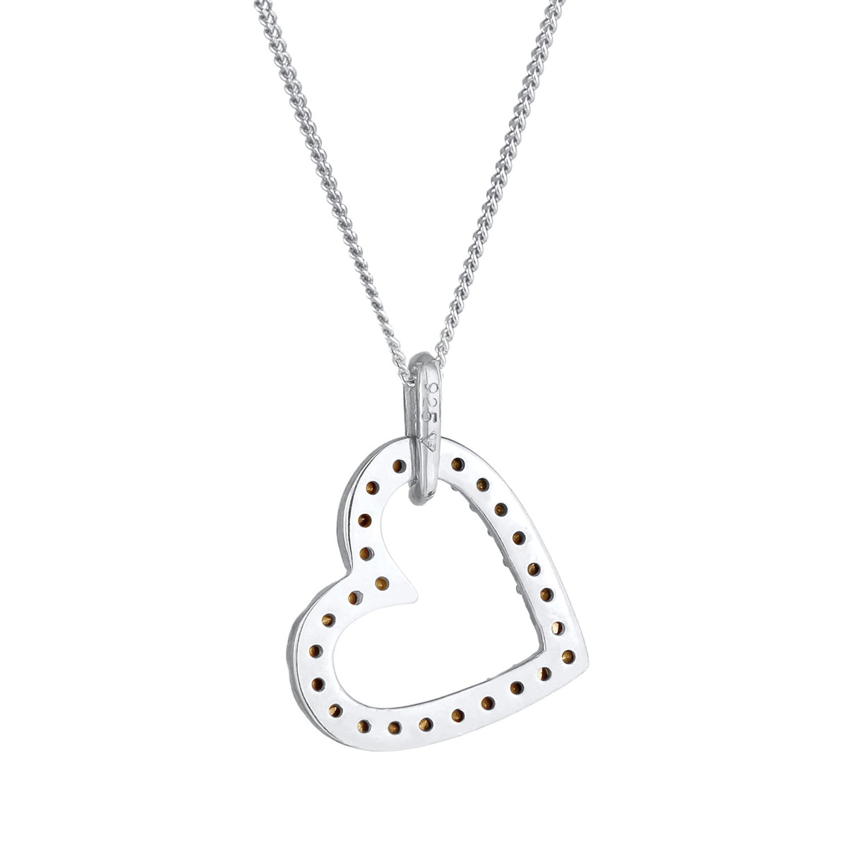 Weiß - Elli | Halskette Herz Funkelnd | Mit Kristallen von Swarovski® (Weiß) | 925er Sterling Silber