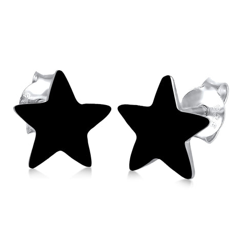 Schwarz - Elli | Ohrstecker Stern | 925er Sterling Silber