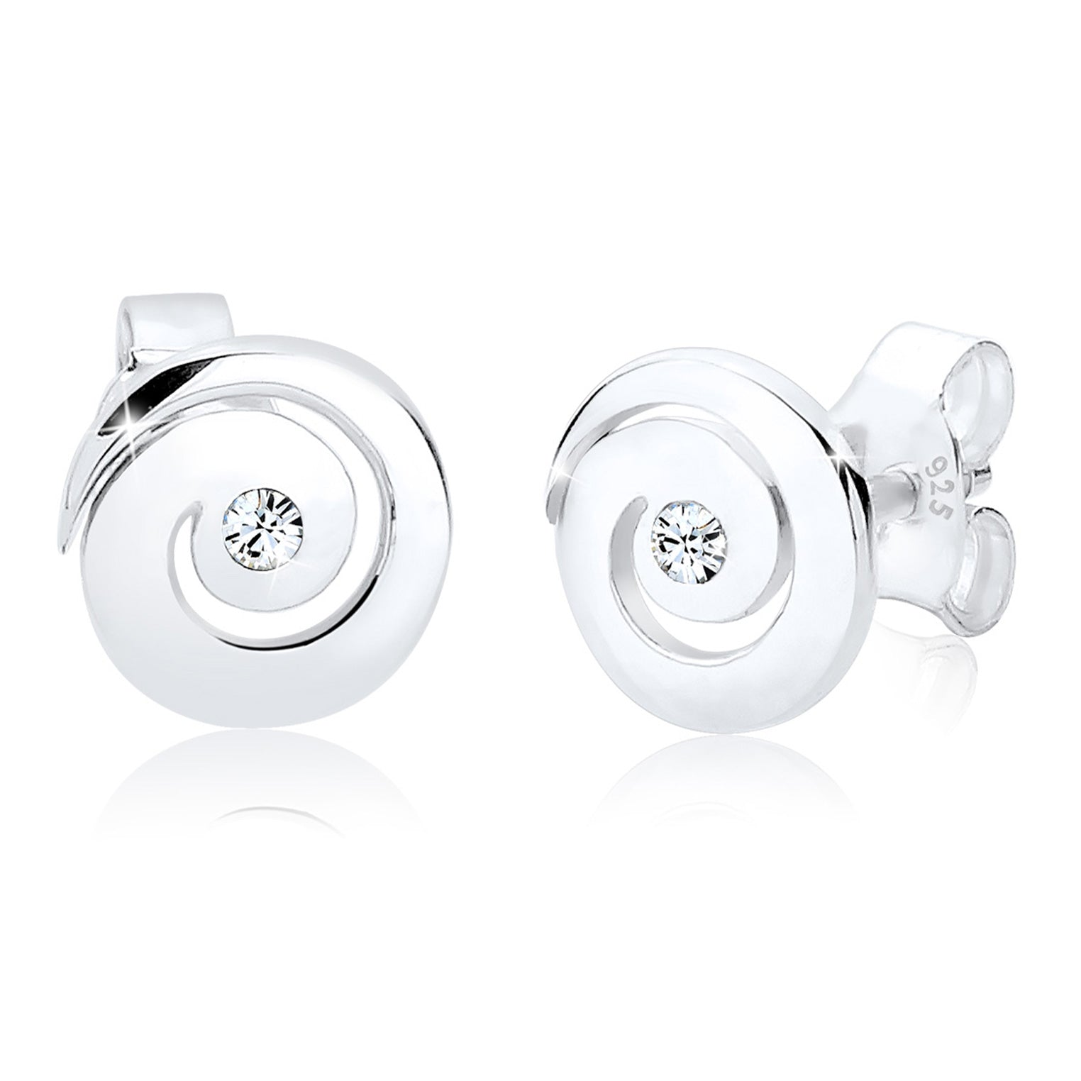 Silber - Elli | Ohrstecker Spirale | Mit Kristallen von Swarovski® (Weiß) | 925er Sterling Silber