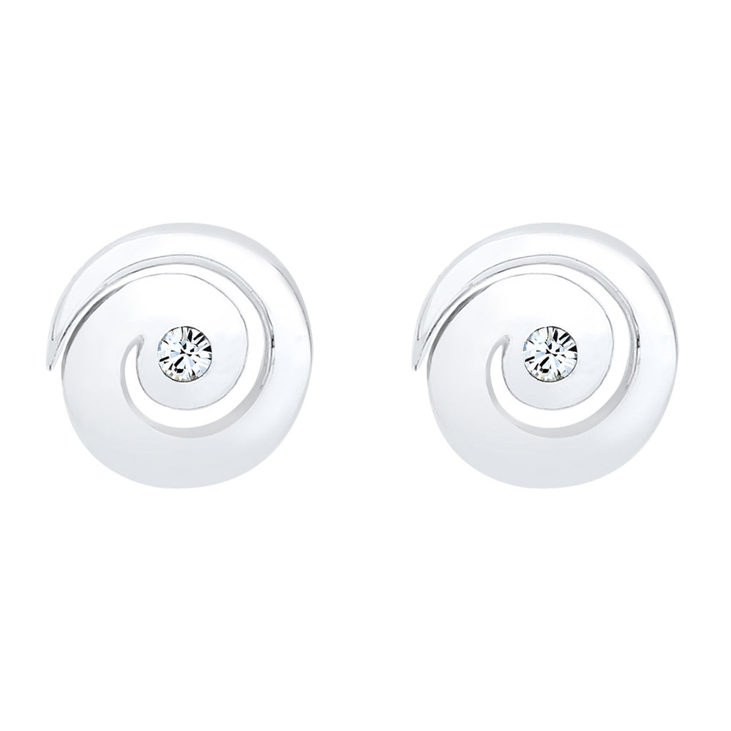 Silber - Elli | Ohrstecker Spirale | Mit Kristallen von Swarovski® (Weiß) | 925er Sterling Silber