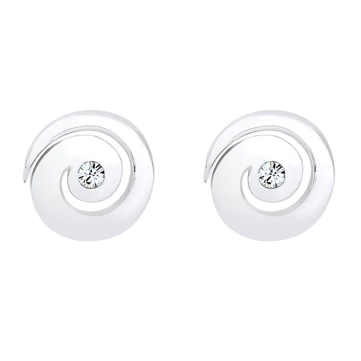 Silber - Elli | Ohrstecker Spirale | Mit Kristallen von Swarovski® (Weiß) | 925er Sterling Silber