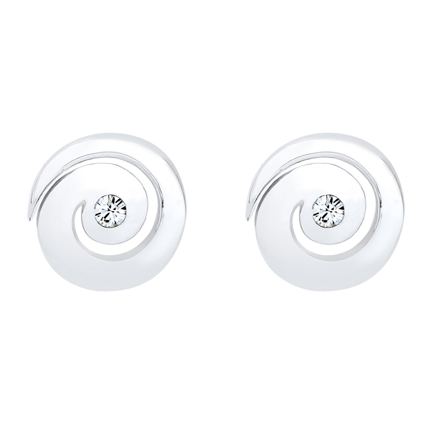 Silber - Elli | Ohrstecker Spirale | Mit Kristallen von Swarovski® (Weiß) | 925er Sterling Silber