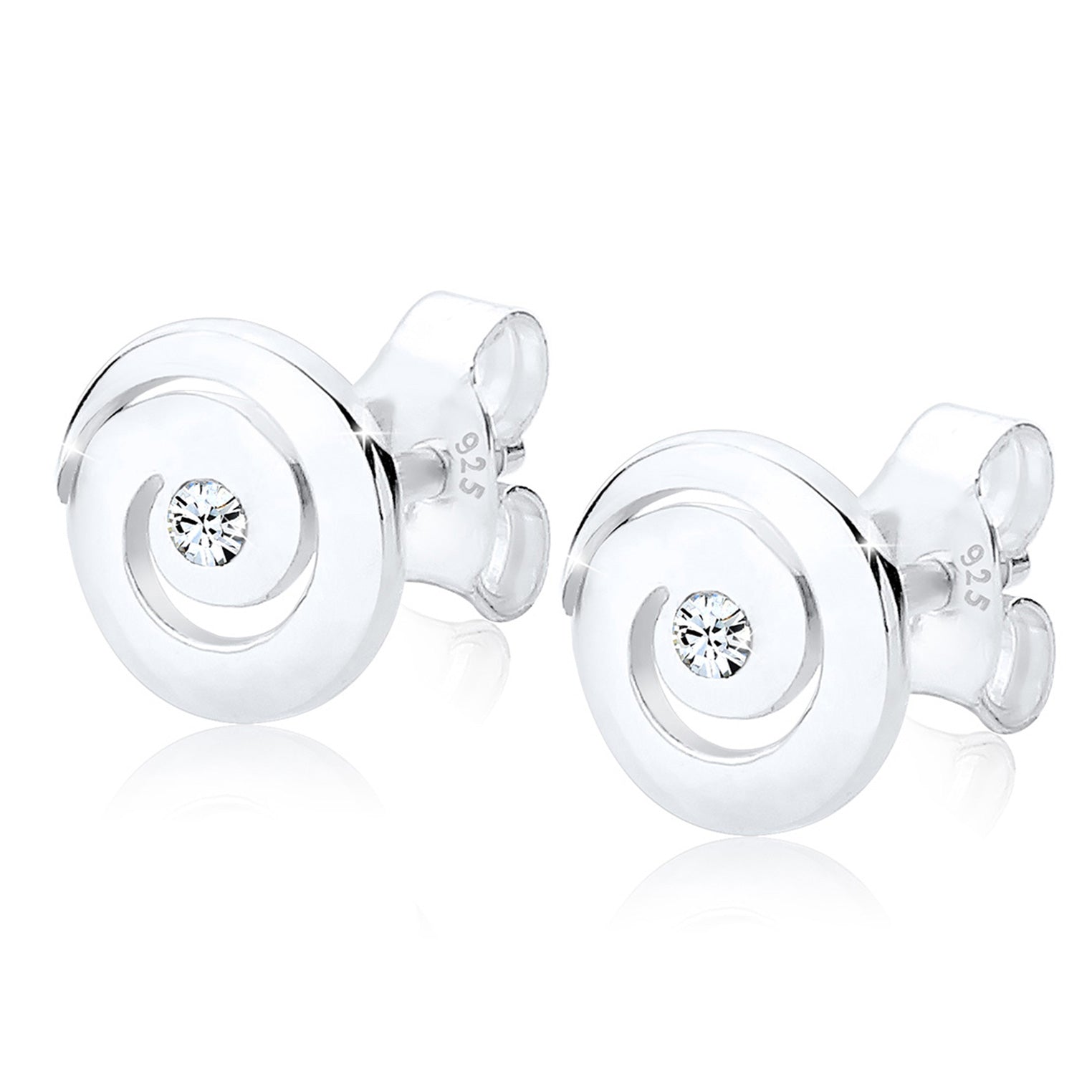 Silber - Elli | Ohrstecker Spirale | Mit Kristallen von Swarovski® (Weiß) | 925er Sterling Silber