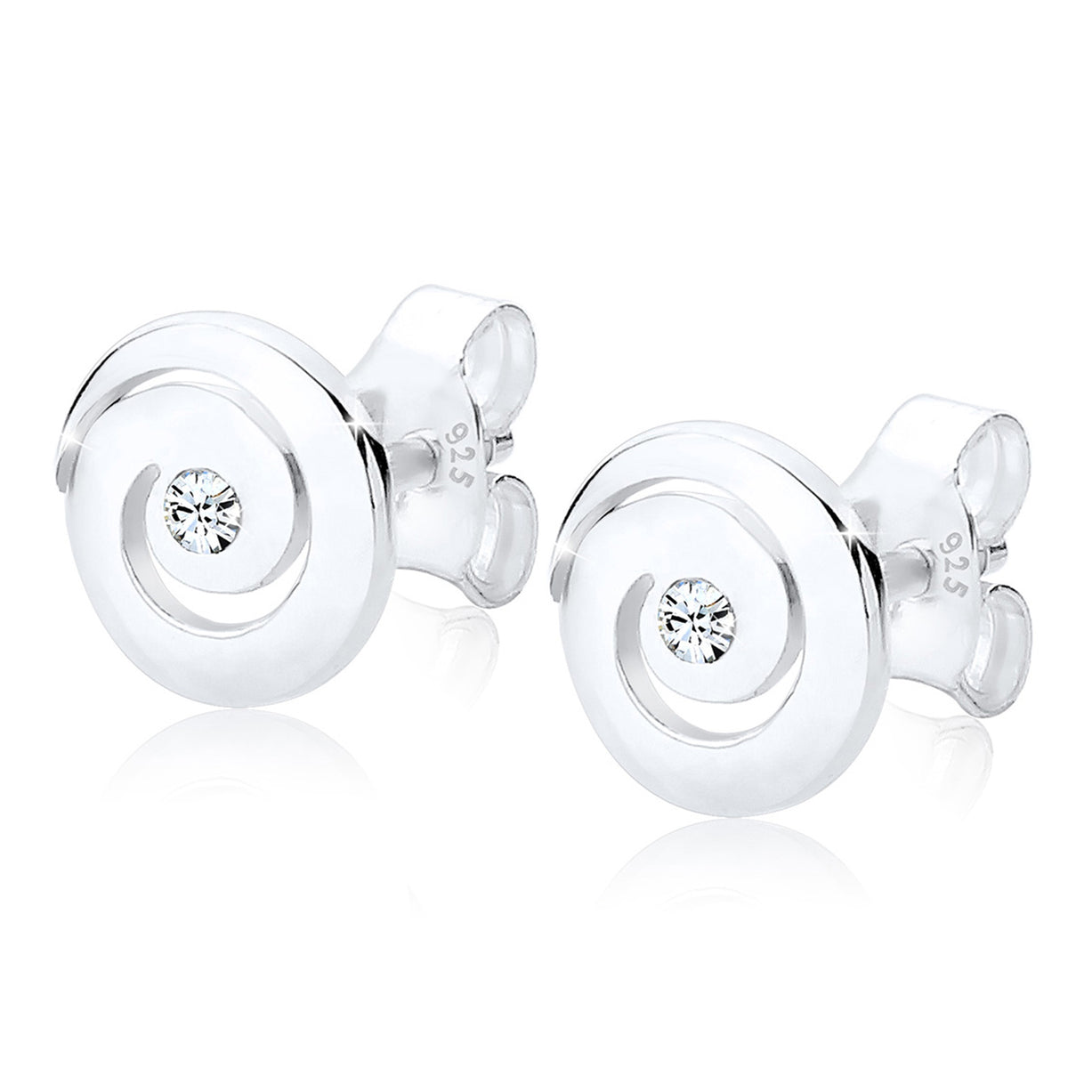 Silber - Elli | Ohrstecker Spirale | Mit Kristallen von Swarovski® (Weiß) | 925er Sterling Silber