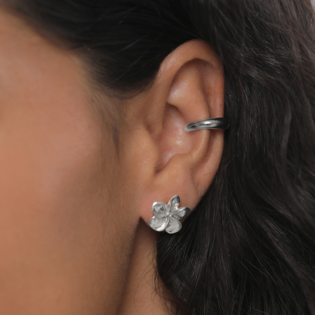 Silber - Elli | Ohrstecker Frangipani Blüte | 925er Sterling Silber
