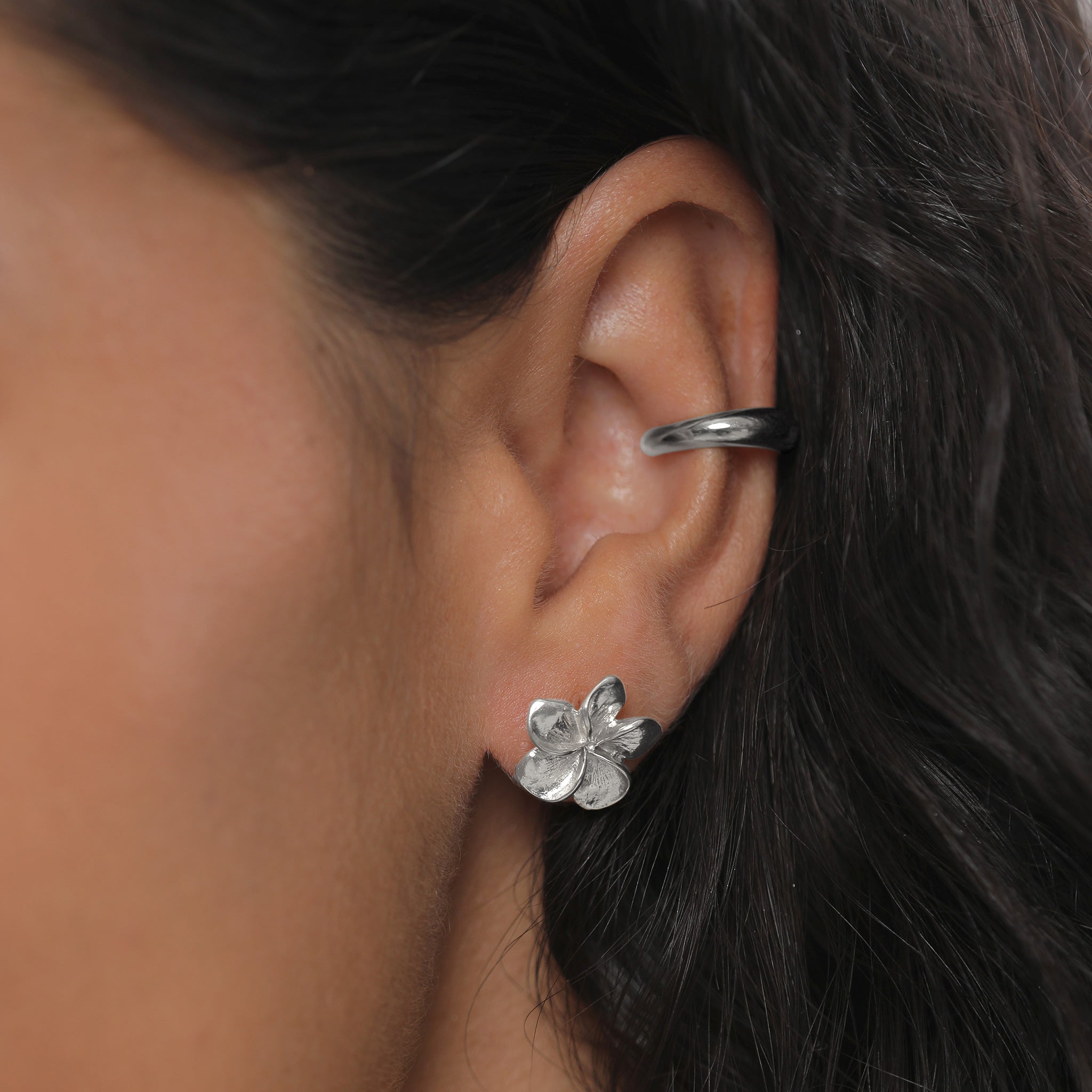 Silber - Elli | Ohrstecker Frangipani Blüte | 925er Sterling Silber