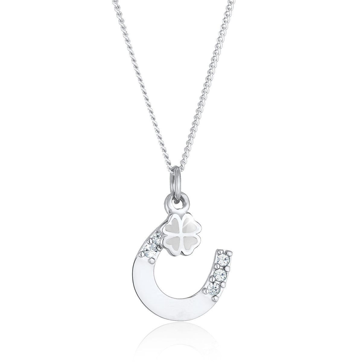 Silber - Elli | Halskette Hufeisen | Mit Kristallen von Swarovski® (Weiß) | 925er Sterling Silber