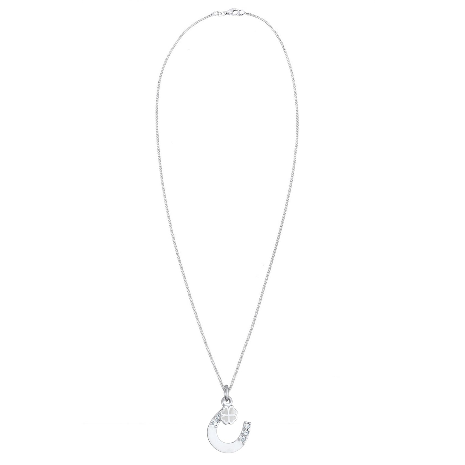 Silber - Elli | Halskette Hufeisen | Kristall ( Weiß ) | 925er Sterling Silber