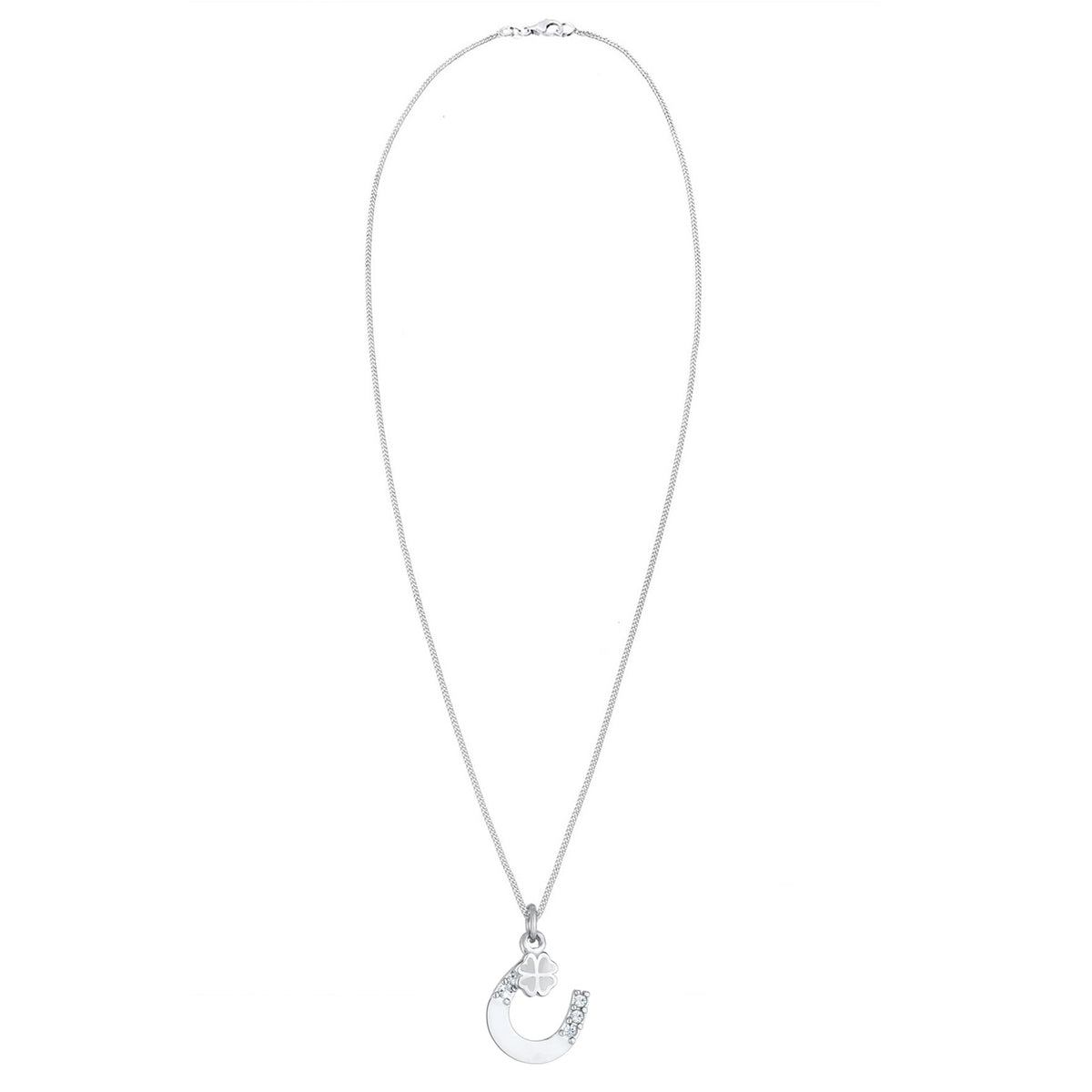Silber - Elli | Halskette Hufeisen | Mit Kristallen von Swarovski® (Weiß) | 925er Sterling Silber