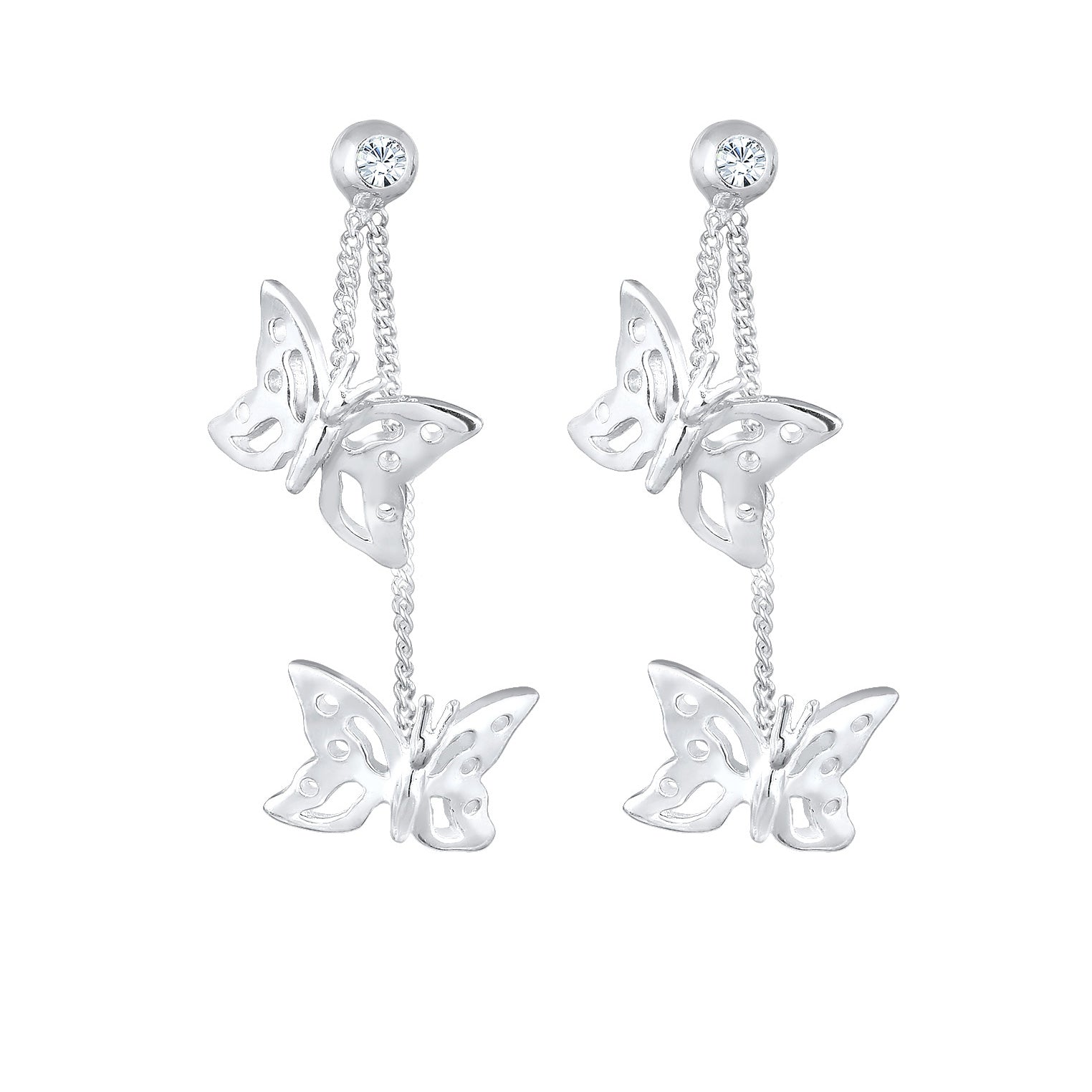 Weiß - Elli | Ohrhänger Schmetterling | Kristall (Weiß) | 925er Sterling Silber