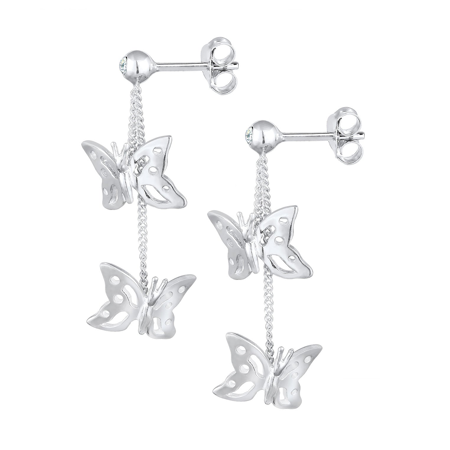 Weiß - Elli | Ohrhänger Schmetterling | Kristall (Weiß) | 925er Sterling Silber
