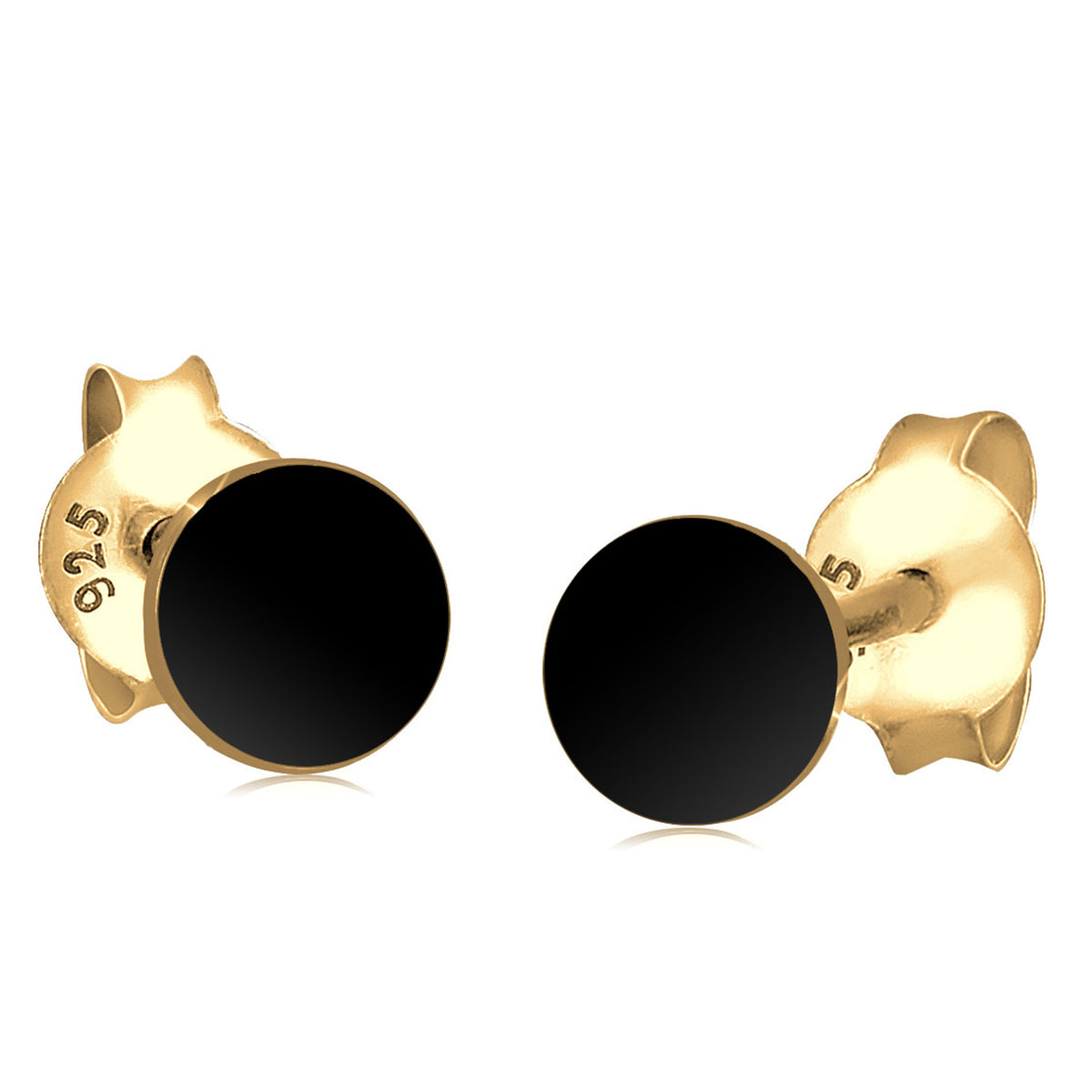 Schwarz - Elli | Ohrstecker | 925 Sterling Silber vergoldet