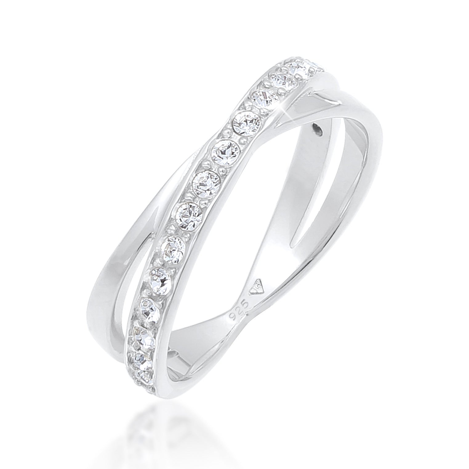 Silber - Elli | Wickelring | Kristall ( Weiß ) | 925er Sterling Silber