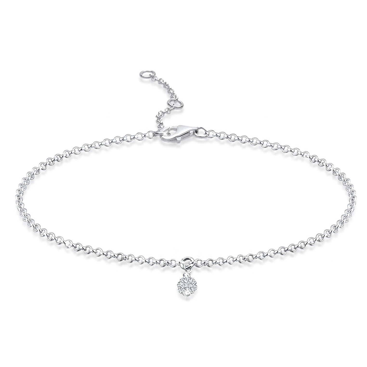 Silber - Elli | Armband Kugel | Mit Kristallen von Swarovski® (Weiß) | 925er Sterling Silber