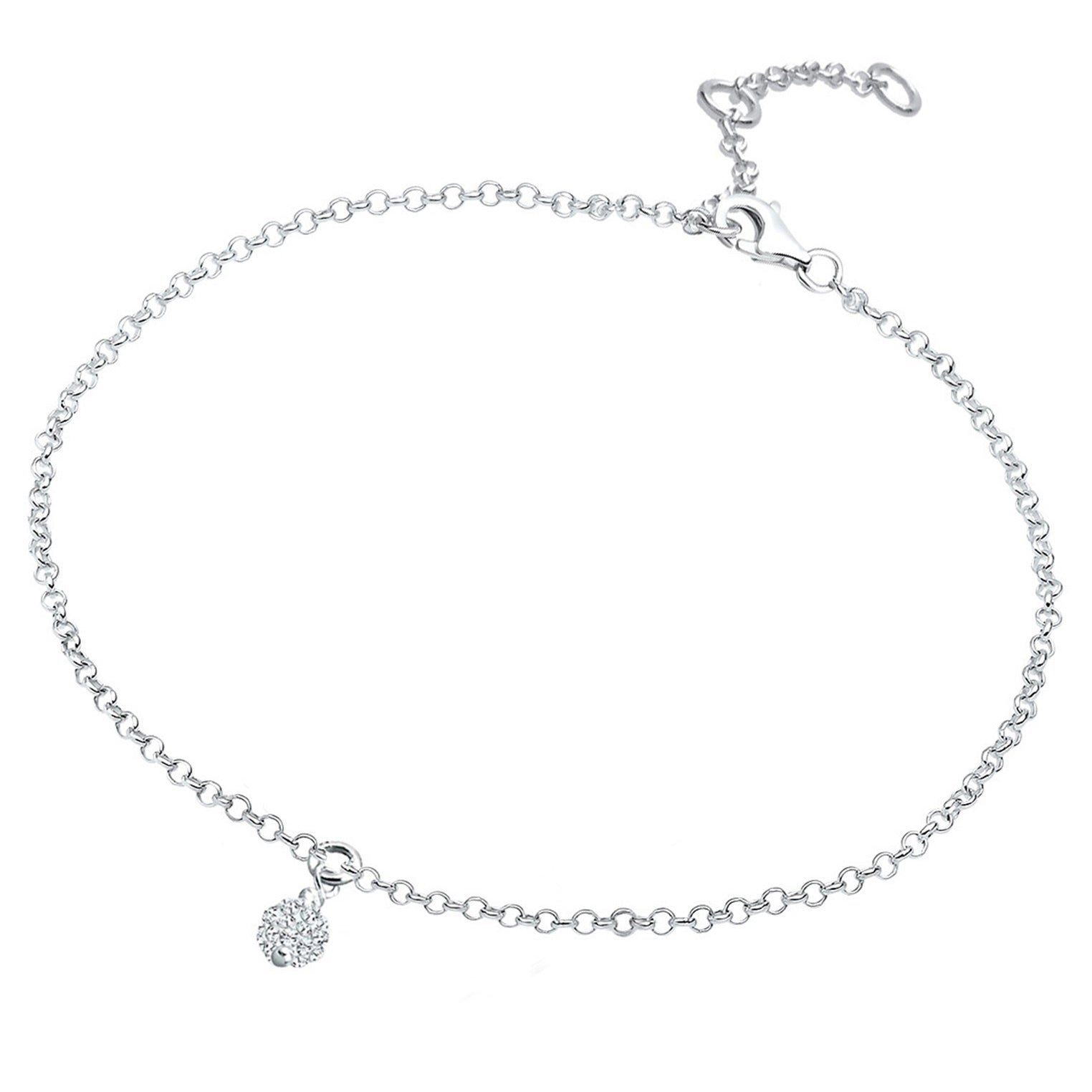 Silber - Elli | Armband Kugel | Mit Kristallen von Swarovski® (Weiß) | 925er Sterling Silber