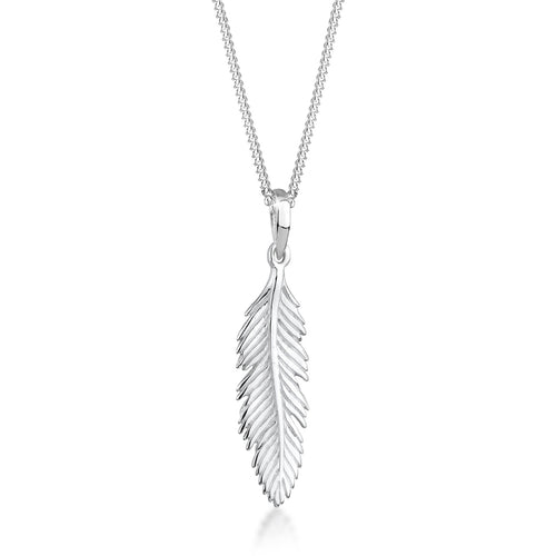 Silber - Elli | Halskette Feder | 925er Sterling Silber